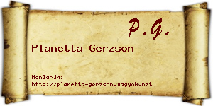 Planetta Gerzson névjegykártya